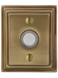 Doorbell Button with Wilshire Rosette in Antique Brass.